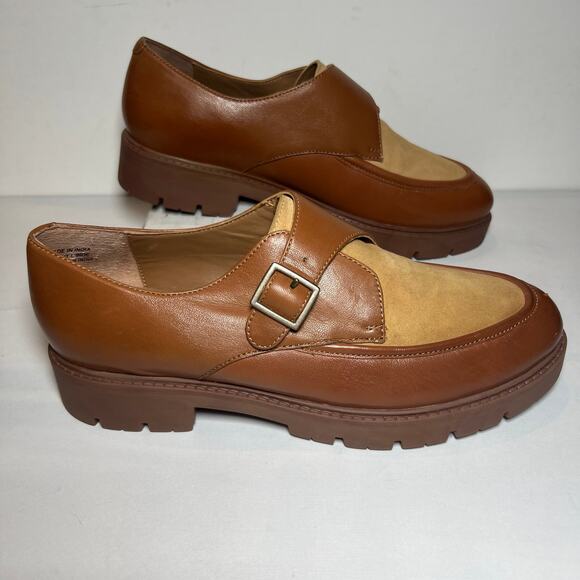 Seychelles Tan and Brown Buckle Loafers - Picture 2 of 12